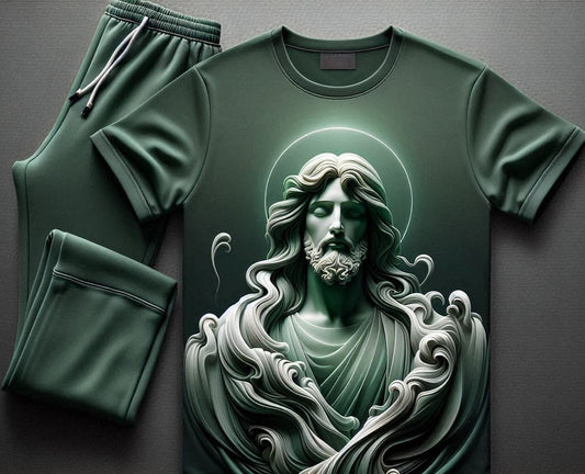 Messiah's Embrace Green Tracksuit Set with Plain Pants - Acquires