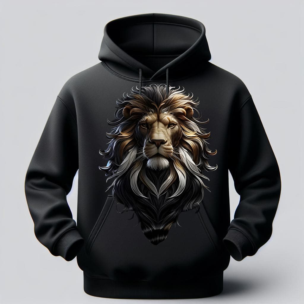 Midnight Majesty Lion Black Hoodie - Acquires