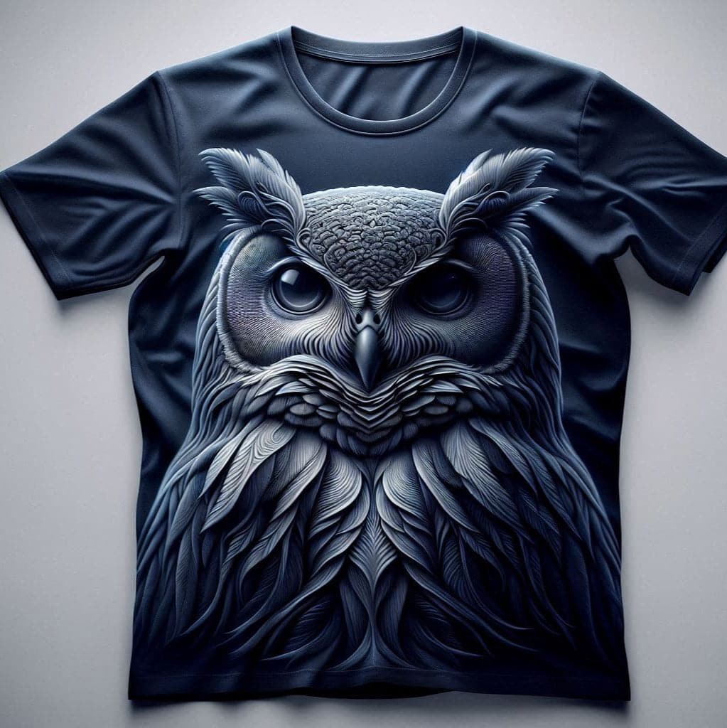 Mystic Gray Owl Contemporary Neck Short Sleeve Cotton T - Shirt - Acquires