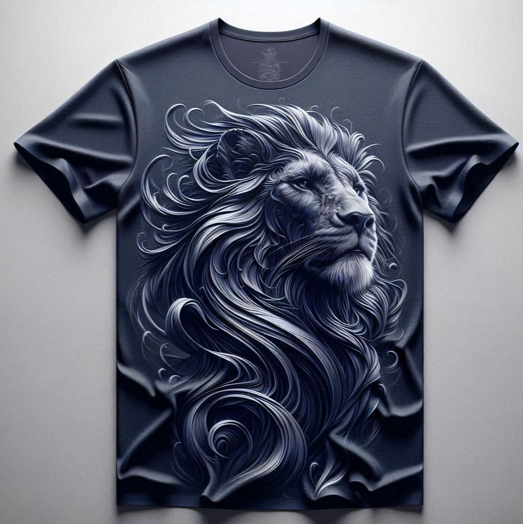 Mystic Navy Blue Lion Round Neck Half Sleeve Cotton T - Shirt - Acquires