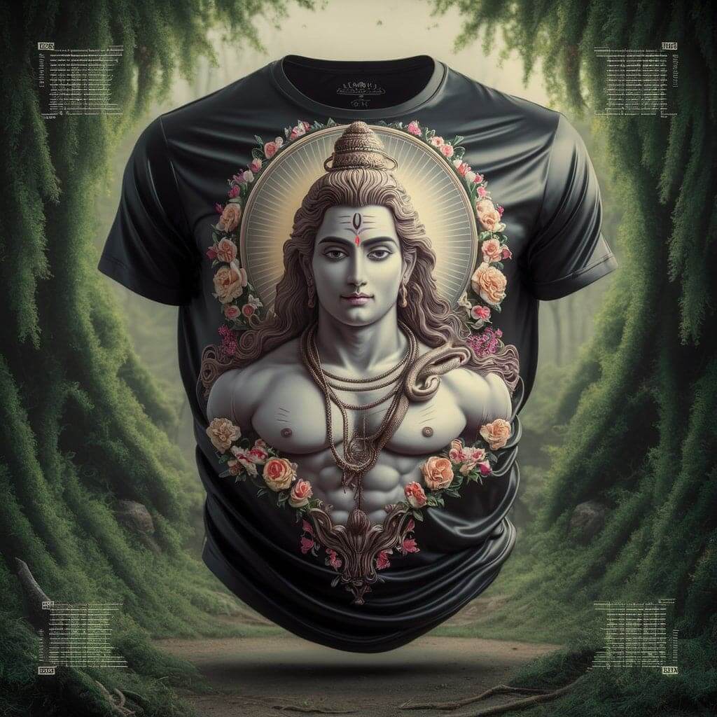 Namah Shivay Charcoal Black Classic Round Neck Half Sleeve Cotton T - Shirt - Acquires