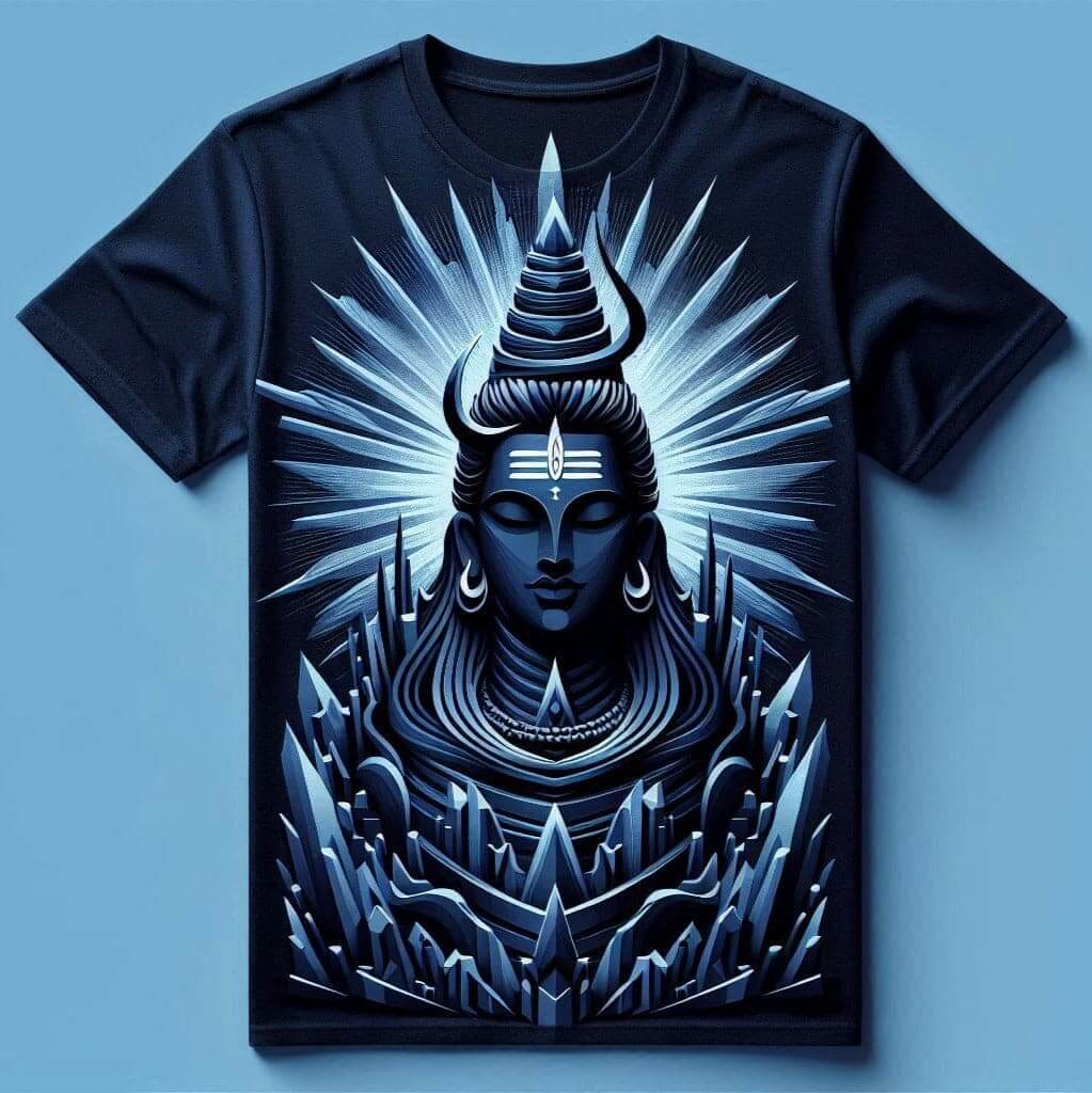 Namah Shivaya Serenity Vibrant Blue Round Neck Half Sleeve Cotton T - Shirt - Acquires