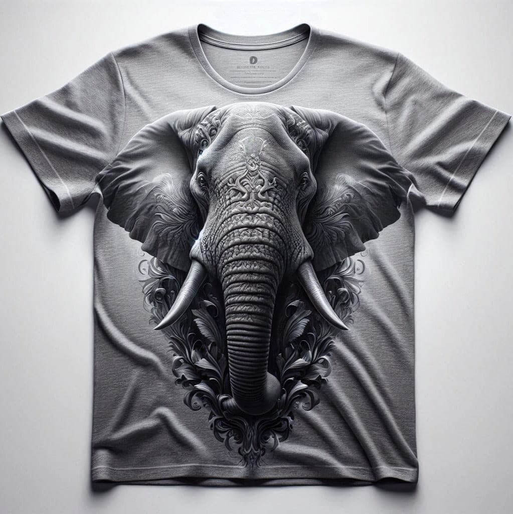 Noble Gray Elephant Modern Round Neck Relaxed Fit Half Sleeve Cotton Tee - Acquires