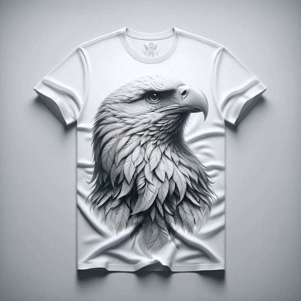 Noble White Eagle Refined Round Neck Short Sleeve Cotton T - Shirt - Acquires