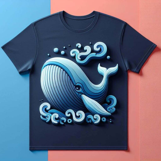 Ocean Whale Graphic Short Sleeve Cotton Round Neck T - Shirt - Acquires