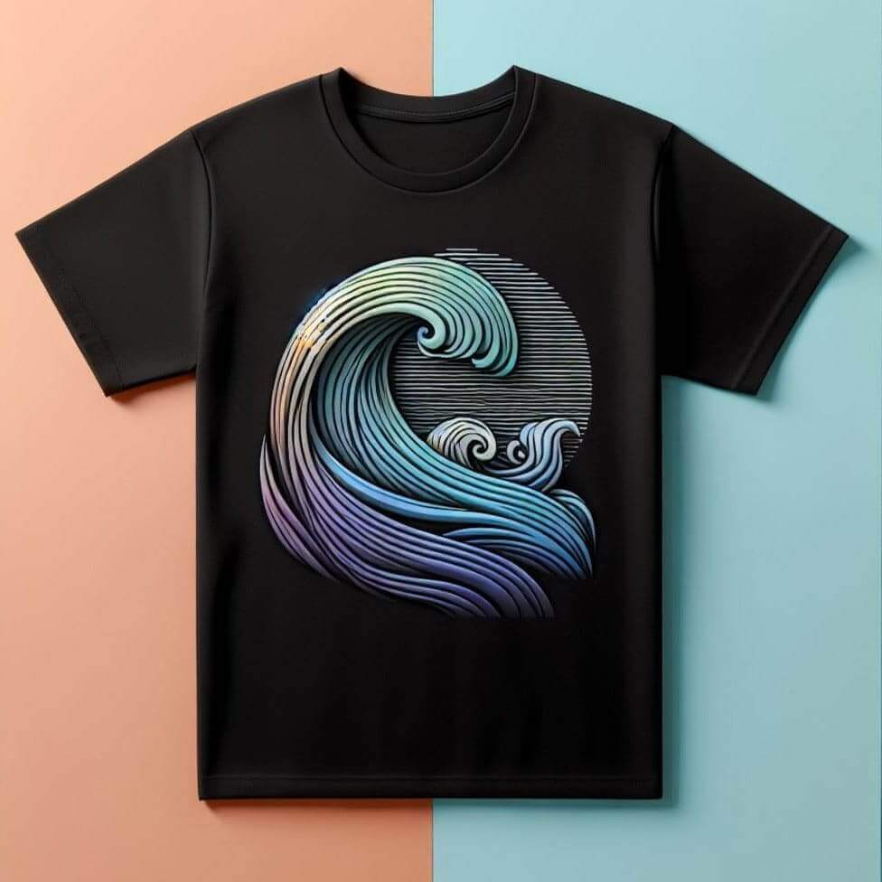 Ocean's Whisper Whale Black Short Sleeve Cotton Round Neck T - Shirt - Acquires