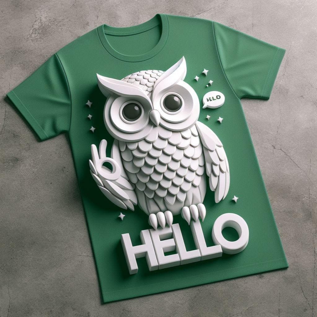 Owl Hello Tee - Whimsical and Friendly - Acquires