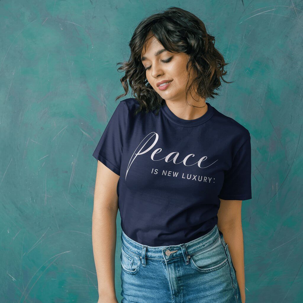 Peace is New Luxury Navy Blue T - Shirt - Acquires