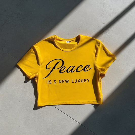 Peace is New Luxury Yellow Crop Top - Acquires