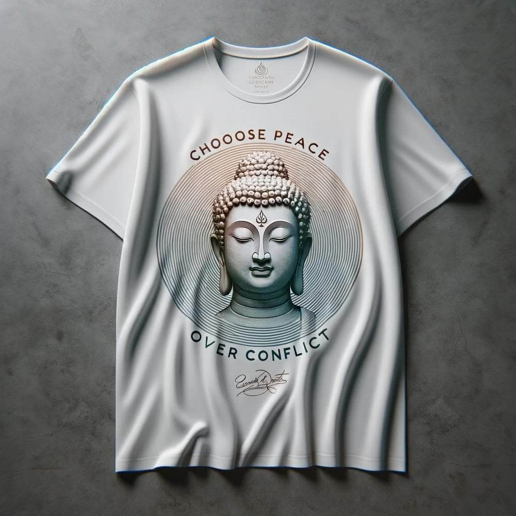 Peaceful Choices: Embrace Peace White Short Sleeve Cotton Round Neck T - Shirt - Acquires