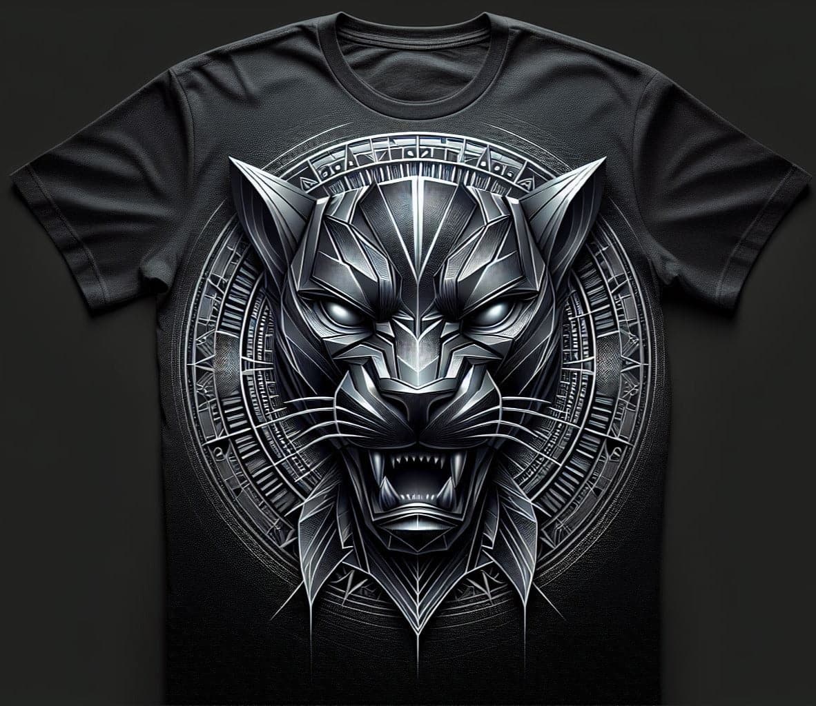 Powerful Black Panther Black Cotton Half Sleeve T - Shirt - Acquires