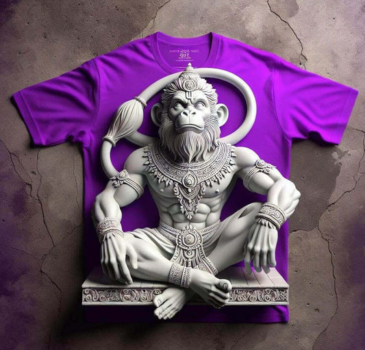 Purple Elegant Hanuman Tee - Devotion and Grace - Acquires