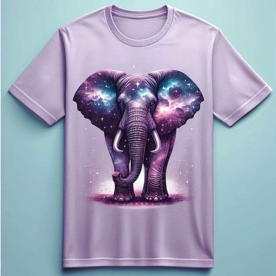 Purple Magical Elephant Round Neck Short Sleeve Cotton T - Shirt - Acquires