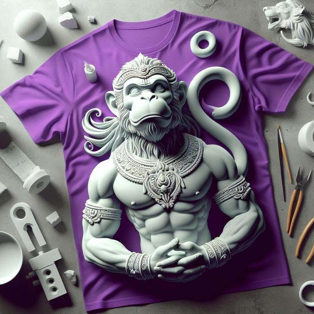 Purple Strong Hanuman Tee - Devotion and Power - Acquires