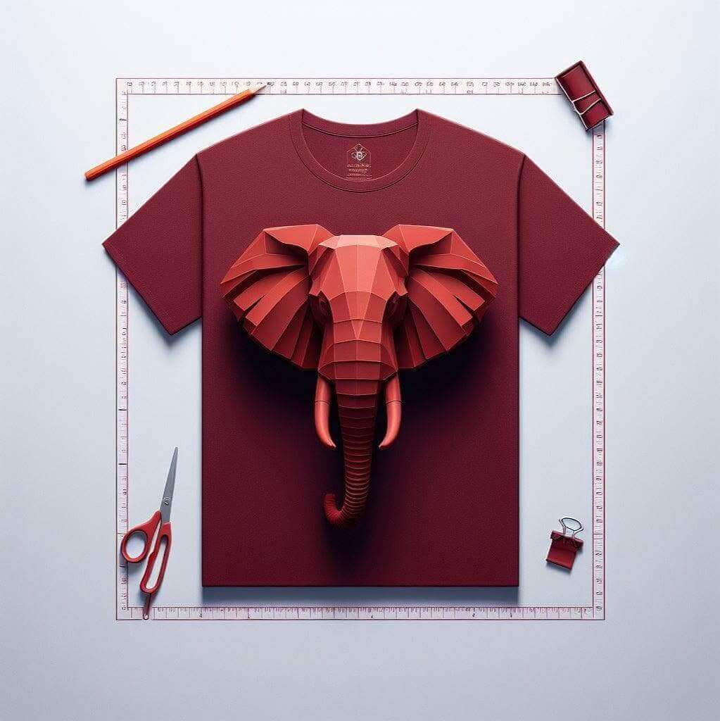 Red Abstract Elephant Tee - Vibrant and Artistic - Acquires