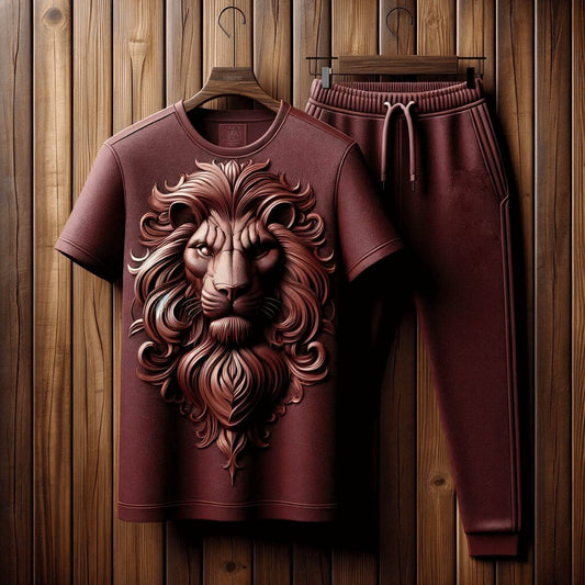 Regal Roar Maroon Lion Design Tracksuit - Acquires