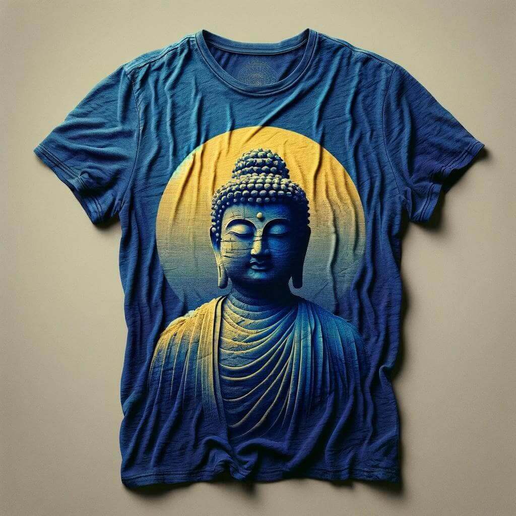 Retro Serenity: Blue Buddha T - Shirt - Acquires