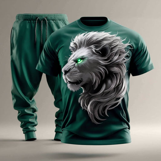 Roar Majestic Green Lion T - Shirt & Jogger Set - Acquires