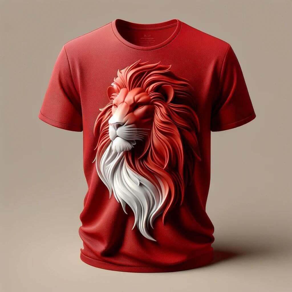 Roaring Red Lion Red Round Neck Short Sleeve Cotton T - Shirt - Acquires