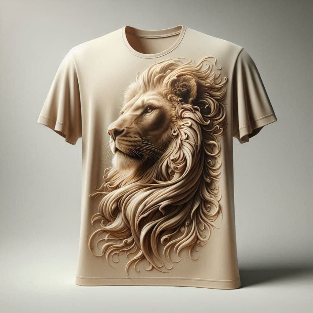 Robust Beige Lion Modern Crew Neck Half Sleeve Cotton T - Shirt - Acquires