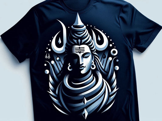 Sacred Shiva Navy Blue Premium Round Neck Half Sleeve Cotton T - Shirt - Acquires