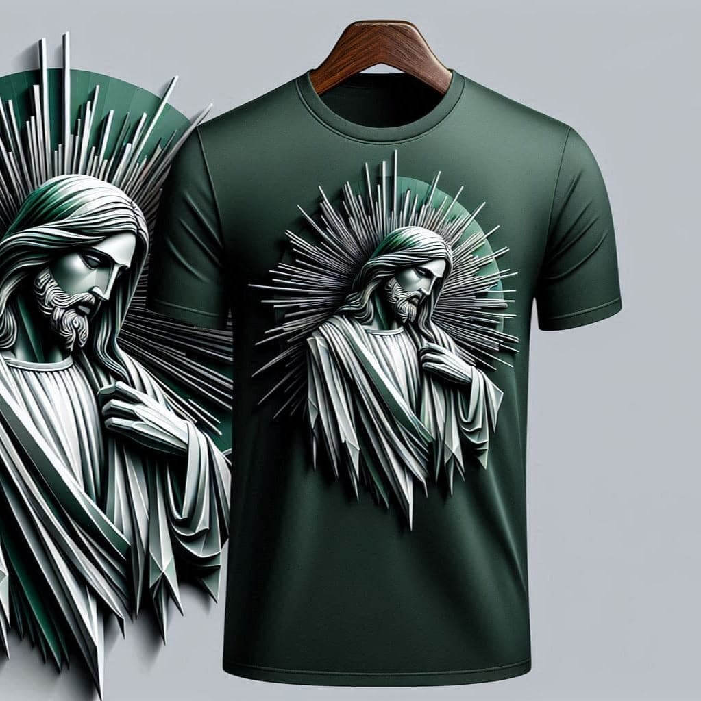 Savior Jesus Worship Dark Green Round Neck Half Sleeve Cotton T - Shirt - Acquires