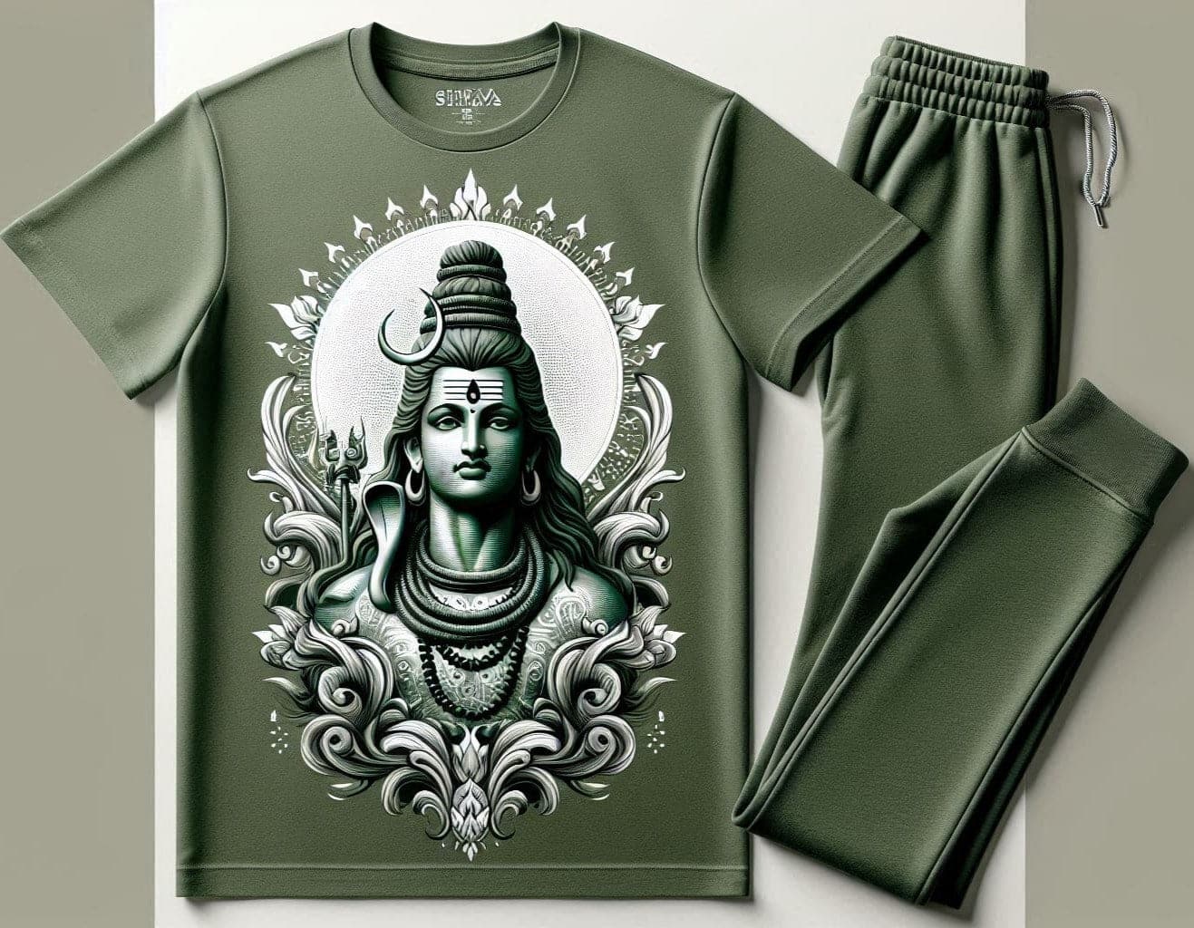 Shiva's Blessings Green Tracksuit Set with Plain Pant - Acquires