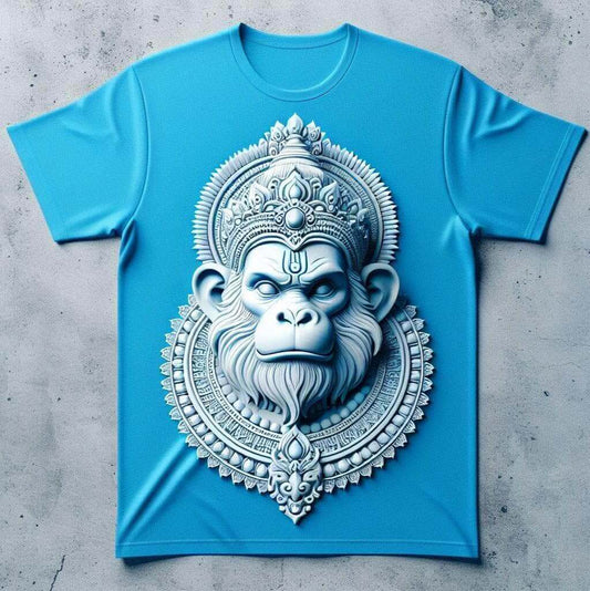 Skyblue Lord Hanuman Tee - Divine and Serene - Acquires