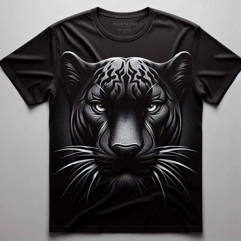 Sleek Black Panther Design Printed Round Neck Short Sleeve Cotton T - Shirt - Acquires