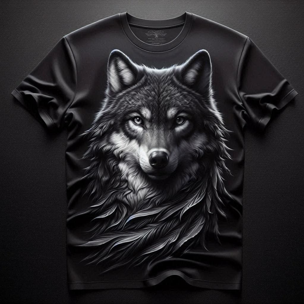 Sleek Black Wolf Casual Round Neck Half Sleeve Cotton T - Shirt - Acquires