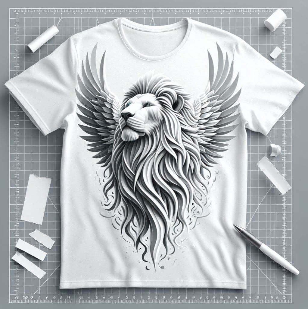 Soaring Spirit Lion White Design Printed Round Neck Short Sleeve Cotton T - Shirt - Acquires