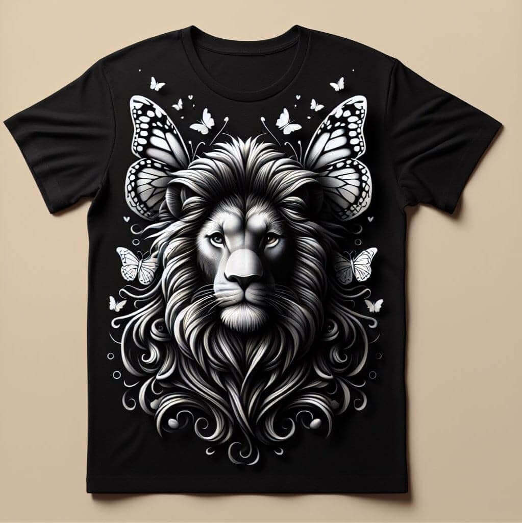 Sovereign Stride Lion Black Design Printed Round Neck Short Sleeve Cotton T - Shirt - Acquires