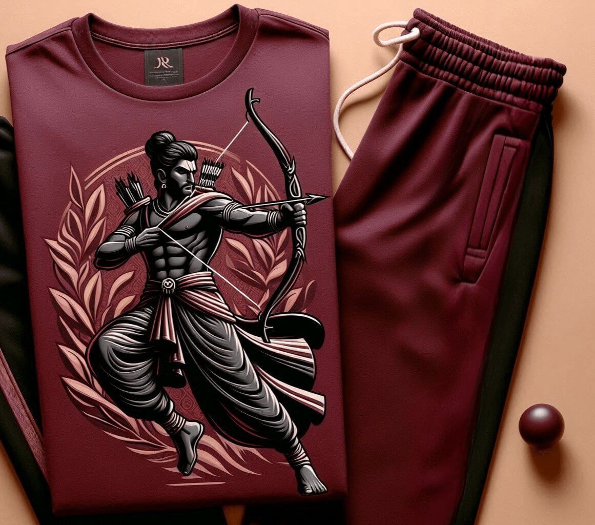 Sri Rama Archery Maroon Tracksuit Set with Plain Pant - Acquires