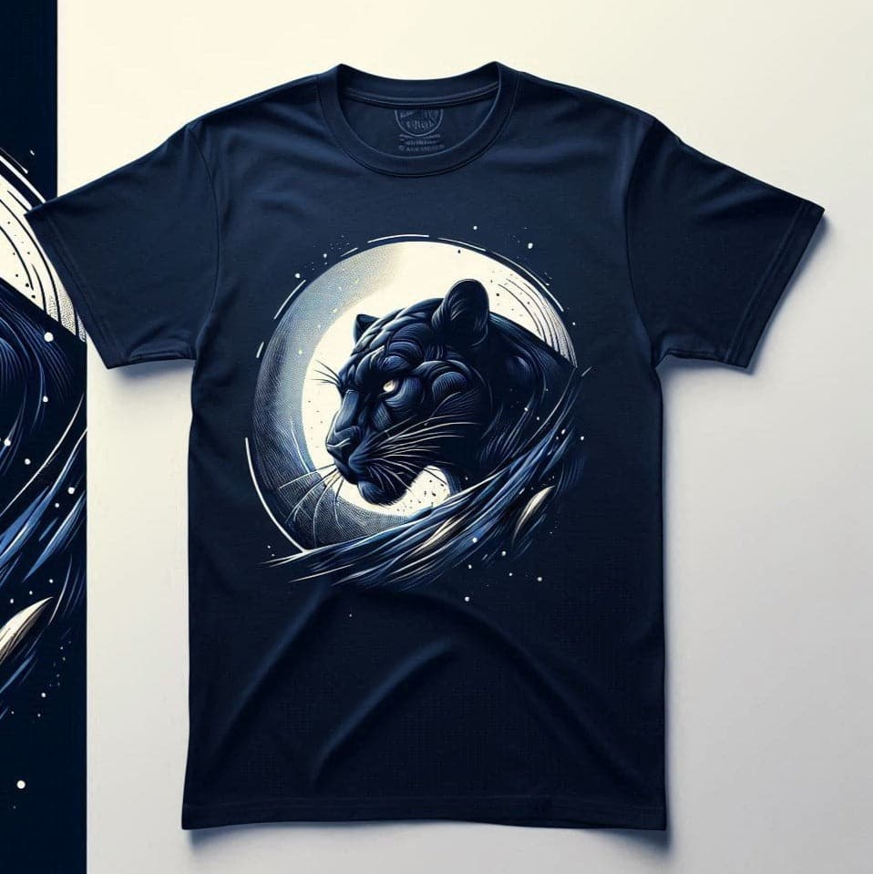 Stealthy Black Panther Modern Round Neck Half Sleeve Cotton T - Shirt - Acquires