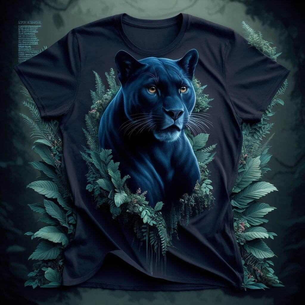 Stealthy Black Panther Stylish Crew Neck Short Sleeve Cotton Tee - Acquires