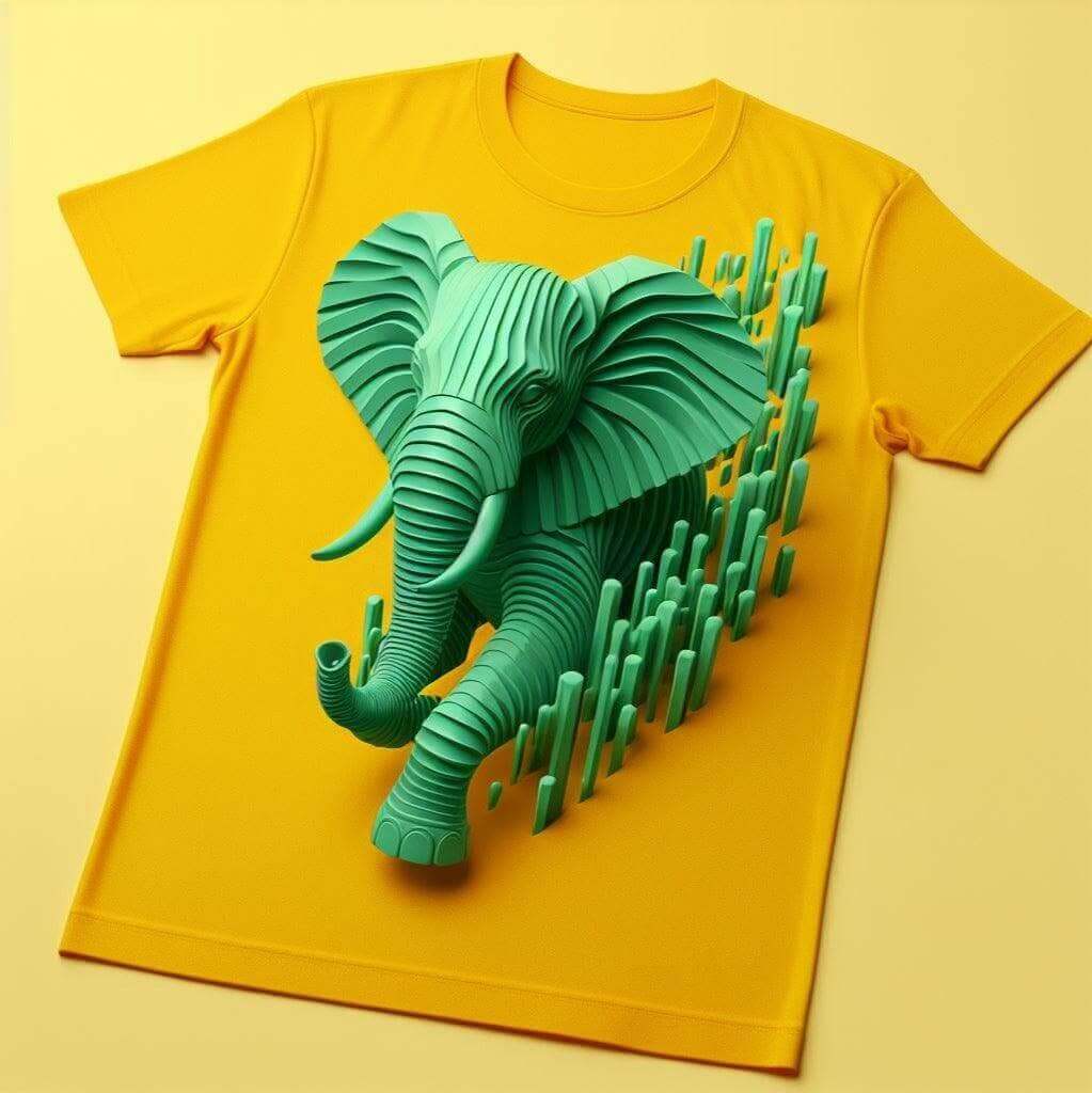 Stylish Beautiful Elephant Yellow Cotton Short Sleeve T - Shirt - Acquires