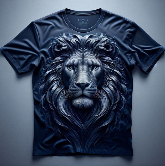 Unbreakable Blue Lion Half Sleeve Round Neck Cotton T - Shirt - Acquires