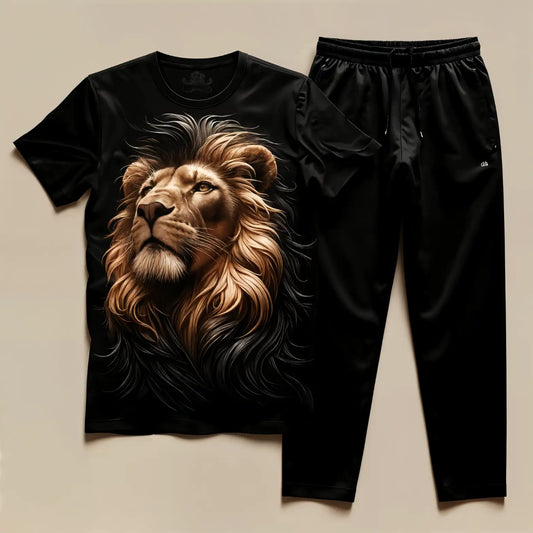 Jet Smooth Lion Tee & Black Jogger Combo