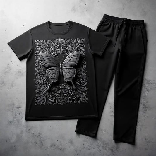 Black Ember Butterfly Tracksuit Set