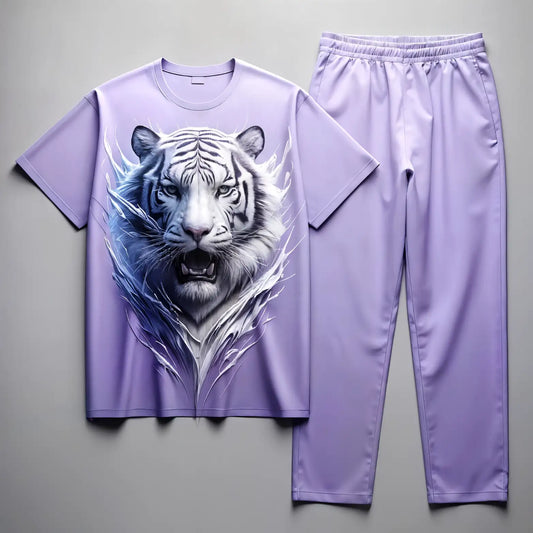 Premium Purple White Tiger Tracksuit