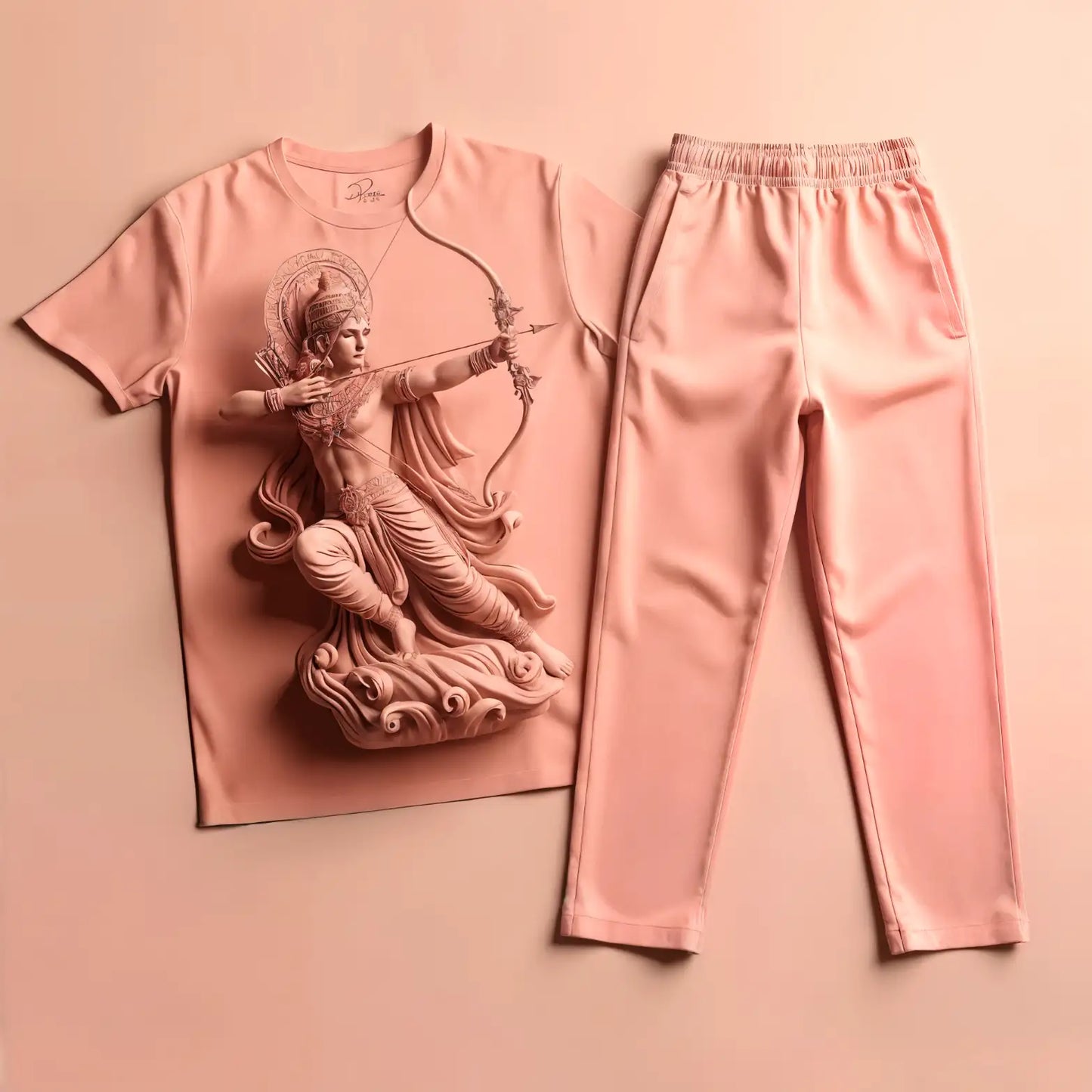 Lord Rama Light Pink Tee & Jogger Set