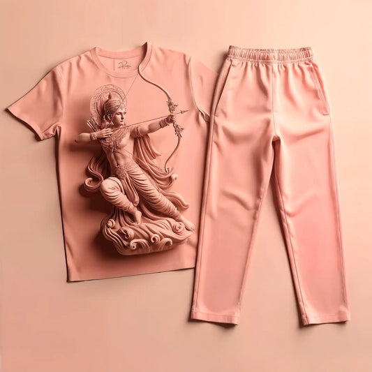 Lord Rama Light Pink Tee & Jogger Set
