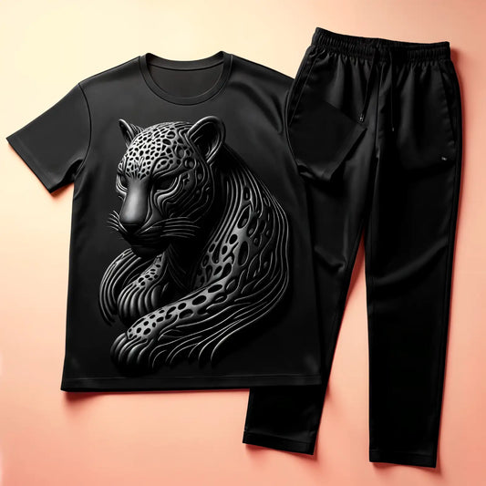 Midnight Panther Tee with Jet Black Jogger Combo