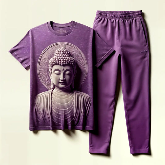 Tranquility Purple Beautiful Buddha T-Shirt & Jogger Combo