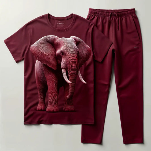 Royal Elephant Maroon T-Shirt & Jogger Combo