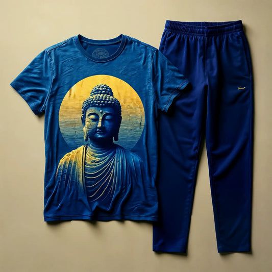 Serenity Blue Buddha T-Shirt With Navyblue Trackpant