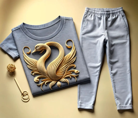 Women's Slate Gray Swan Grace Tee & Jogger Combo