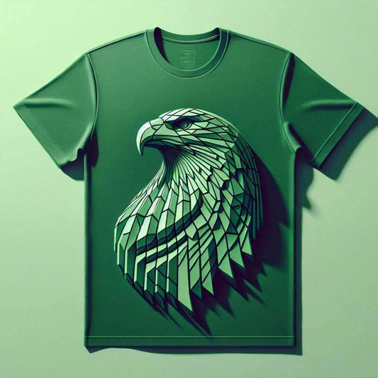 Verdant Eagle Nature Green Design Printed Round Neck Short Sleeve Cotton T - Shirt - Acquires