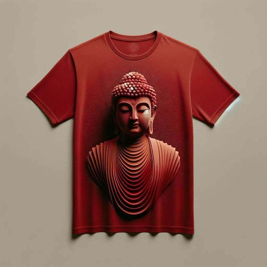 Vibrant Serenity: Red Buddha T - Shirt - Acquires