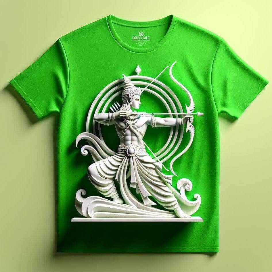 Vivid Green Lord Rama Tee - Divine and Majestic - Acquires